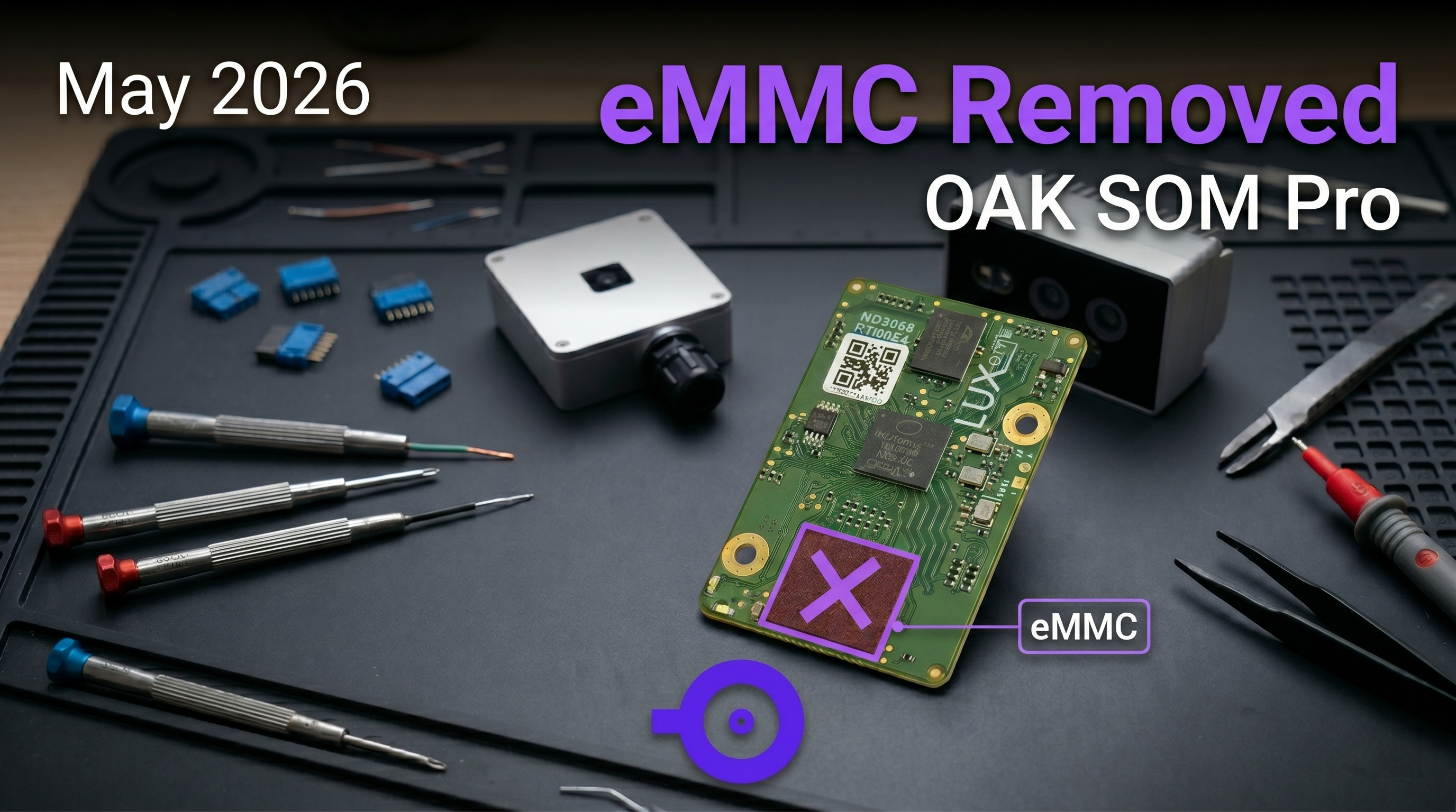 产品更新:自 2026 年 5 月起,搭载 OAK-SOM-PRO 的设备将被移除 eMMC 存储
